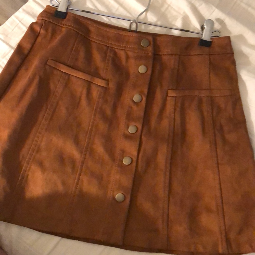 Zara trf cognac faux suede skirt
